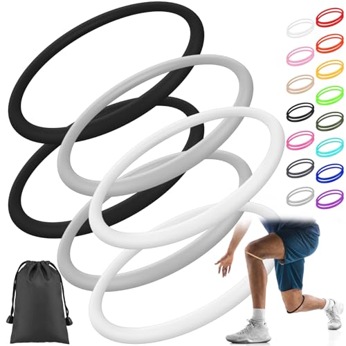 Image of Foilswirl Silicone Patella Knee Band for Basketball Patella Tendon Support Knee Pain Running Tendon Brace Support Strap(6,Black,White,Gray,M)