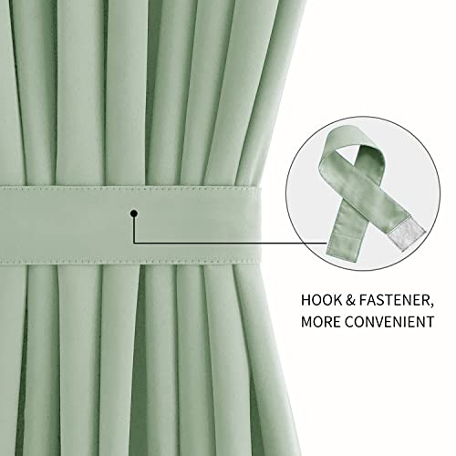 Image of DWCN French Door Curtains - Rod Pocket Thermal Blackout Curtain for Doors with Glass Window, Kitchen and Patio Doors for Privacy, 54 X 72 Inches Long, 1 Curtain Panel with Tieback, Bean Green