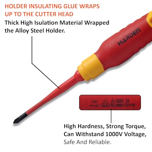 Image of Harden PH1x180mm Insulated Magnetic Phillips Screwdriver VDE 1000V - 801005