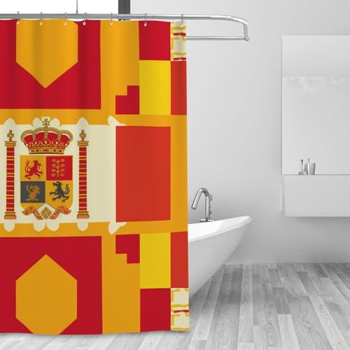 Rideau de douche drapeau espagnol imperméable 183x183cm pour baignoire