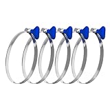POWERTEC 70250 6 Inch Key Hose Clamp, Thumb Screw Key Adjustable Stainless Steel Hose Clamps for Dust Collection, Dust Collector and Dryer Vent Hose, Pipe Clamp, RV Clamp, Worm Gear Clamp, 5 pack
