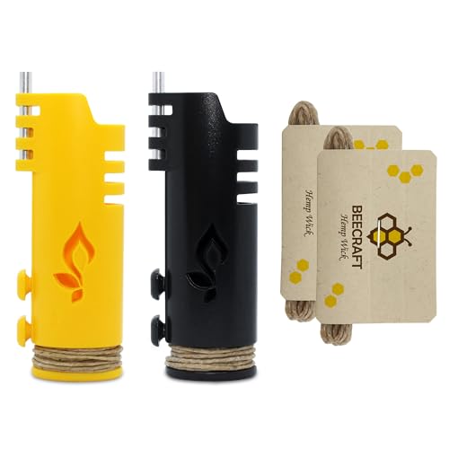 Hemplights Hemp Wick Lighter 2 Pack Wrapper Includes 8FT Hemp Wick by USA (Black/Yellow)
