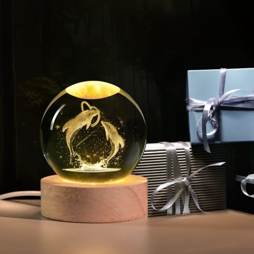 Qianchang 3D Dolphin Crystal Ball Night Light,Dolphin Figurine Lamp,Decorative Glass Sphere Ball Paperweight Crystal Sea Animal Decorations For Home thumb #6