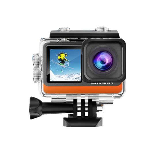 Louttary Cámara de acción Ultra HD 4K 30FPS 16MP WiFi, pantalla dual 2.0 IPS LCD 170°, gran angular, 30 m, impermeable, casco deportivo, cámara de vídeo, fácil de instalar