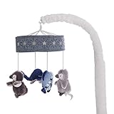 Levtex Baby - Boho Bay Musical Rotating Baby Crib Mobile - Plush Penguim, Whale and Fish - Navy, Blue, Grey and White - Nursery Accessories