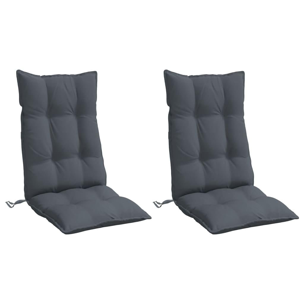 2er Set Hochlehner-Auflagen Anthrazit - Komfortable Gartenstuhl-Auflagen aus Oxford-Gewebe (120 x 50 x 7 cm), Bequeme Polsterung für Gartenstühle & Hochlehner