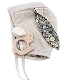 Baby Bunny Hat Bonnet Country Vintage Cotton Linen w/Velvet Rabbit Ears Easter Bonnet Hat (Oatmeal...