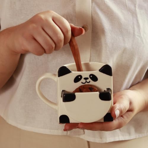Image of Craftribal Cute Panda Ceramic Mug with Cookie Pocket for Tea, Coffee, Milk, Beverage Lover, Gifting, Girls, Boys, Kids, Friends, Anniversary, Birthday & Loved Ones Capacity (250 ml)