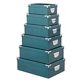 6 boîtes coin métal bleu pétrole