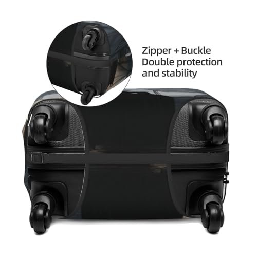 Black Dress Woman Standing By The Window Elastic Travel Luggage Covers Dustproof Scratch-Resistant Suitcase Protector Fit 22-24 Inch2