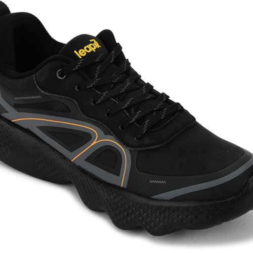 Image of Liberty Leap7x WATSON-1E Men Sports Lacing Running Shoes - Black & Navy Blue | Comfortable and Durable - Lace-Up Closure | Suitable for Walking, Gym, Jogging Shoes for Man - Cushioned Footbed