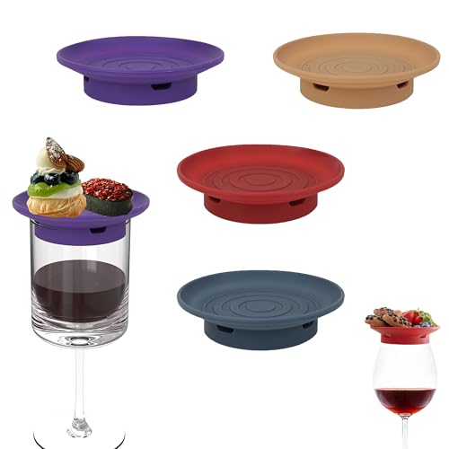 4 Pack Wine Glass SilicaTopper,Food Grade Silicone Wine Glass Covers,Snack Tray Lid,Wine Glasses Champagne Cup Coasters,Drinking Glass Covers to Keep Bugs Out,Reusable Wine Glass Topper