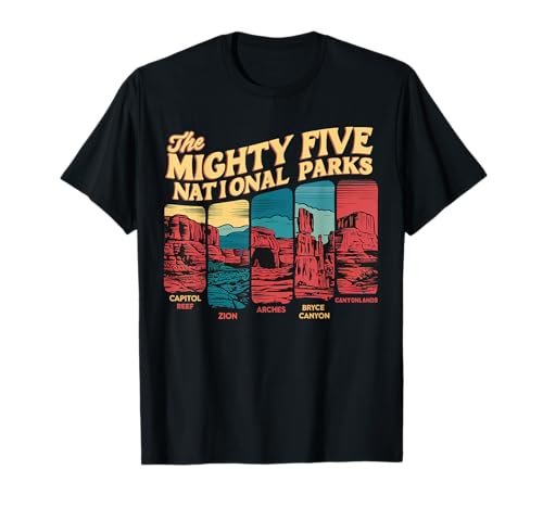 Mighty Five Big 5 Parques Nacionales Senderismo Camping Vintage Utah Camiseta