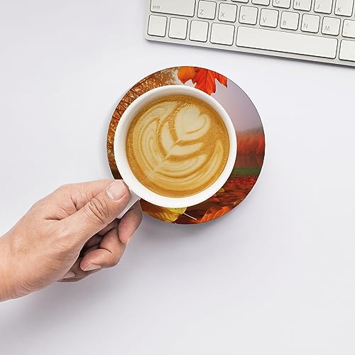 Dessous de verre d'automne en céramique absorbante avec support