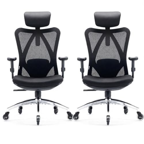 SIHOO M18 Ergonomic Office Chair, Adjustable Lumbar Support, 2 Packs, Black