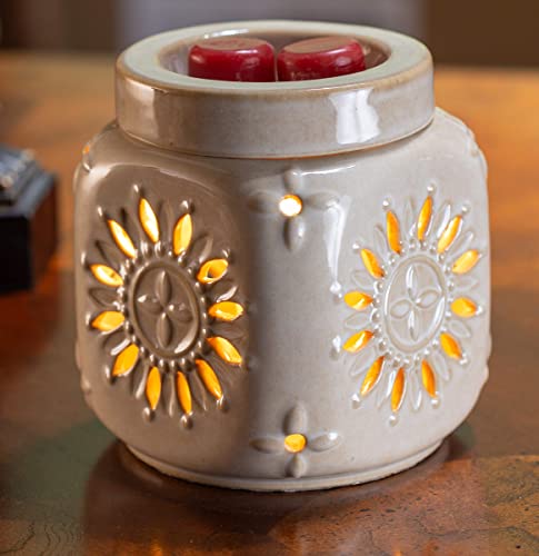 VP Home Wall Plug-in Wax Warmer - Ceramic Floral Sun Electric Fragrance Candle Warmer and Night Light - for Scented Wax, Essential Oils, Candle Wax Melt Warmer, Tarts - Scentsy Wax Melter and More - Thumbnail 2