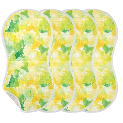 Abstract Watercolor Lemon Yellow Light Green Cotton Baby Burp Cloths Easy Care Baby spit up Rags for Gender Neutral Set of 2, 22x11in3