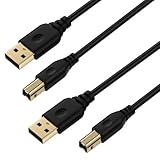 USB Printer Cable, 2Pack 6FT USB A to Type B Printer Cable, High Speed Transfer Scanner Cord for HP Canon Dell Samsung Epson Brother Lexmark Xerox, MIDI Cables for Digital Piano DAC MIDI Controller