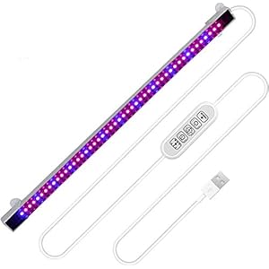 Plantenlamp, plantenlicht led met timer, 4 dimbare helderheidsniveaus, groeilamp, auto aan/uit lamp, planten, groeilamp, USB, groeilamp, plantengroeibuis voor broeikas, verlichting