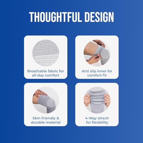 Image of Leeford Premium Knee Cap, XL, Grey | Compression & Pain Relief Support, For Gym Running Jogging Sports Exercise, For Sprains, Arthritis & Tendonitis, Men & Women