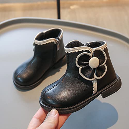 Girls Low Heel Fashion Ankle Boots Winter Comfortable Warm Outdoor Side Zipper Dress Boots (Toddler/Kid/Big Kid) (Black, 4-4.5 Years Toddler)4