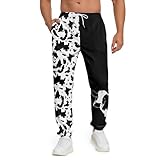 Socira Cow Pants for Men Cow Print Joggers Sweatpants Funny Milk Graphic Sports Pants with Drawstring Outfits Cloth XL