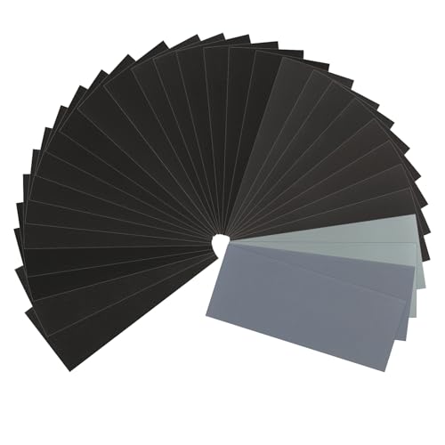 30 Sheets Sandpaper Set Wet and Dry Sand Paper 80 to 3000 Grits for Woodworking Metal Polishing Automotive Repair