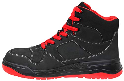 ELTEN Bezpečnostní boty MAVERICK black-red Mid ESD S3, pánské, kůže, ocelová špička, lehká, sportovní, černá, velikost: 43