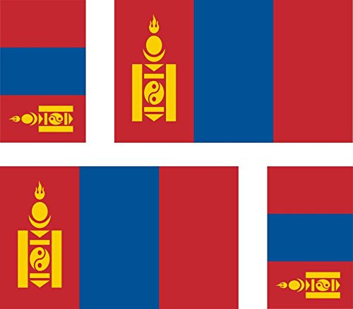 Akachafactory 4 x Autocollant Sticker Voiture Moto Valise pc Portable Drapeau Mongolie Mongol