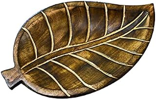 Ajuny Decorative Wooden Tray Platter for Serving Snacks Fruits Hand Carving Home Gifts