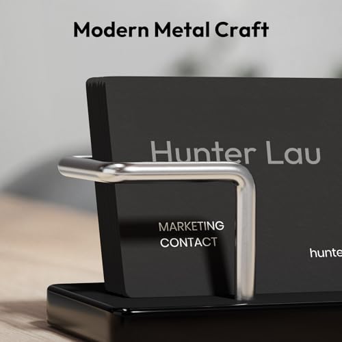 Image of NIUBEE Acrylic Business Card Holder: Metal Business Card Display Stand for Desk - Frosted Name Card Organizer for Office, Reception, Desktop (Silver) - 2pack