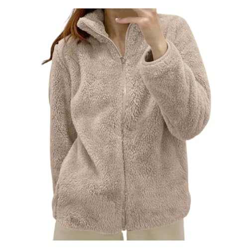 Sherpa Jacket Women Lightweight Fleece Zip Up Jackets Long Sleeve Cozy Soft Fluffy Fuzzy Sweater Coats with Pockets2