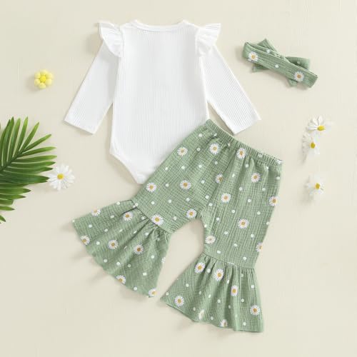 Infant Baby Girl Fall Winter Outfit Long Sleeve Romper Bow Print Pants Headband Set 3pcs Newborn Girl Outfits4