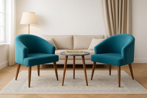 Image of Upholstery Barrel Arm Chair with Soft Serenity Suede Fabric for Dining Room, Living Room, Bedroom, Cafe, or Restaurant with Comfortable & Stylish | Sea Blue Set of 6