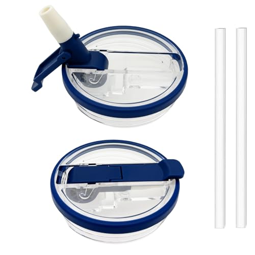 2 Pack 40 oz Detachable Flip Straw Pro Lid Replacement for Stanley Quencher and ProTour，2025 Leak Proof Lids，No Spill Dust-proof Tumbler Lids Reusable for 40oz Stanley Accessories (Denim Blue, 40oz)