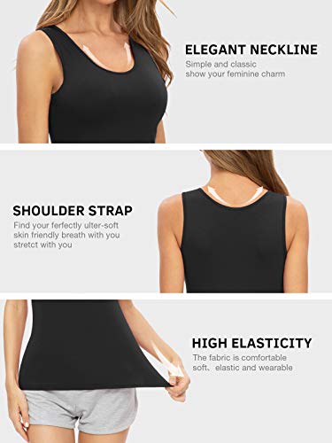 Image of Air Curvey 4 Pack Tank Top for Women Basic Undershirt Tanks Sleeveless Casual Shirts Soft Seamless Layering Tops