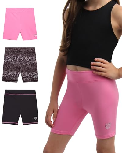 Body Glove Girls' Active Shorts - 3 Pack Performance Bike Short: Dance Volleyball Active Yoga Shorts (7-12)