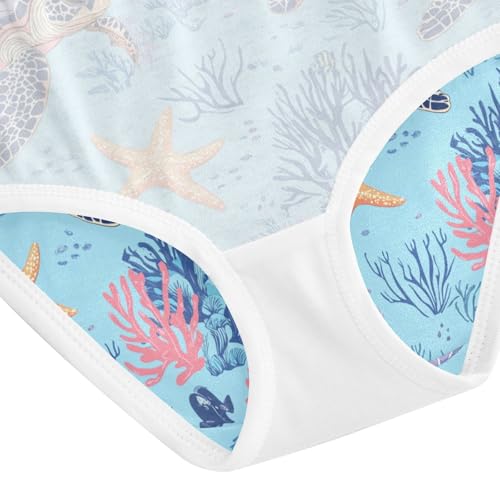 ZZKKO Sea Turtle Coral Starfish Girls Underwear Toddler Panties for Girls Comfort Brief Size 2-8T4