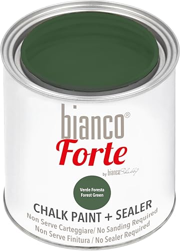 Bianco Forte - Verde Bosque - (250ml) Pintura a la Tiza con Acabado/Protección 2 en 1: Chalk Paint Súper Resistente para Muebles, Paredes y Puertas – Secado Rápido, Interior/Exterior, Mate
