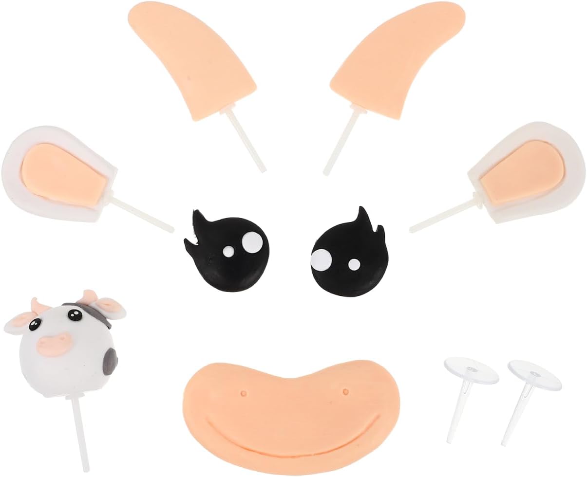 Cow Cake Decoration Kit with Mini Cow Figurine 1.37In Cute Cake Topper for Birthday Party and Celebration Decor Accessories