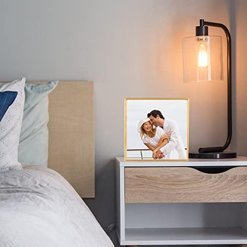Bowenturbo Square Metal Picture Frame For Wall Table Top Thin Edge Nice Gift For Mother's Day Wedding Anniversary (Brushed Gold, 6X6(With Mat 4X4))… #TOP5