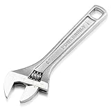 Powerbuilt 6-Inch Adjustable Wrench, Wide Jaw Opening Plumbing Wrench, Easy Read Pre-Adjustment Jaw Markings, Thick I-Beam Handle - 944040