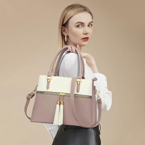 Image of KKXIU Women Satchel Bags Handle Shoulder Handbags and Purses Pockets Zipper Leather Crossbody Bags