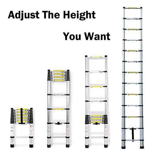 Heavy Duty Aluminum Telescopic Ladder With Non-Slip Feet, Multi-Purpose Ladder Portable Folding Ladder, Extension Straight Ladder For Indoor Household Outdoor Working, 12.5Ft/3.8M Telescopic Ladder #TOP3