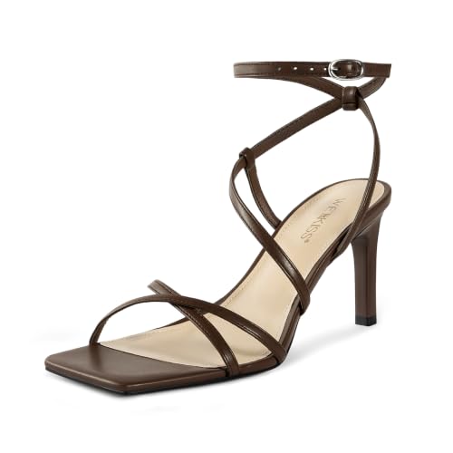 Image of wetkiss Strappy High Heels for Women, Square Toe Women Heeled Sandals | Open Toe Stiletto Summer Heels Comfortable with Adjustable Ankle Strap, Women Dress Shoes for Wedding Party Prom Daily