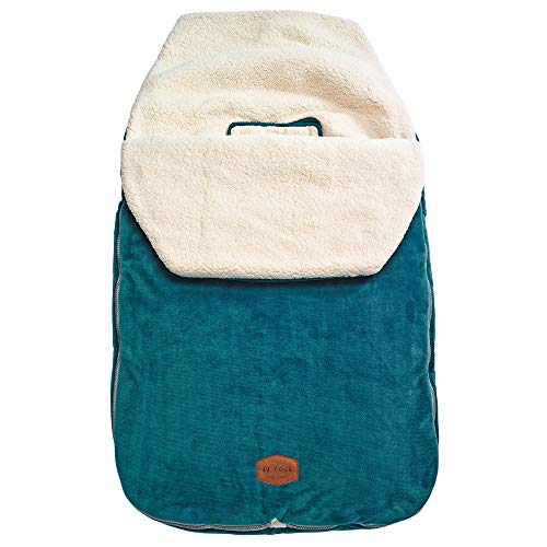 Image of JJ Cole Bundle Me Winter Toddler Car Seat Cover and Bunting Bag - Original - Sherpa Lined Weather Resistant Baby Carrier and Stroller Cover - Stroller Accessories and Winter Baby Essentials - Teal