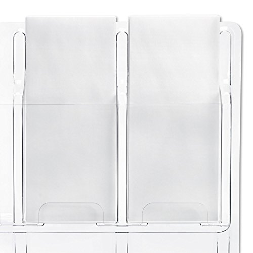 Safco Reveal Literature Rack, 24 Compartments Magazine Holder, Wall-Mounted Brochure Organizer, Acrylic, Clear by Safco - Used condition - Image 2