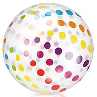 Inflatable Beach Ball with Colorful Polka Dots, 15.7 Inch Large PVC Pool Toy, Big Transparent Inflatable Ball for Swimming Pool Party, Summer Water Play, Outdoor Party Decoration
