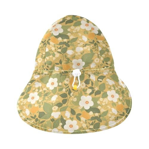 Pastoral Illustration Floral Yellow Toddler Baby Beach Hat Baby Boys' Summer Hat Baby Girls' UPF 50+ Protection Large Brim Beach Essentials3