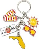 Florida Keychain Sunshine State Shape License Plate Sunglasses Key Ring